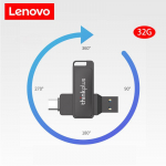 Lenovo Telefon USB-draiv t&uuml;&uuml;pi kaheliidesega arvuti kaheotstarbeline suure mahutavusega m&auml;lulaiendus kahepealine USB-draiv MU233 hall