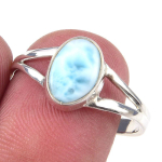 Natural Republic Larimar Kivist K&auml;sit&ouml;&ouml;na Valmistatud 925 Prooviga H&otilde;bedast S&otilde;rmus Suurus 8.5 A7A58 white
