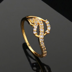 Estele gold plated latest designer finger ring with american diamonds for women( non adjustble)