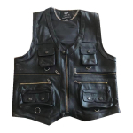Vest meestele Lehmanahast Ehtsast Nahast Vest Meeste Pruun Vest Meeste Varrukateta Jope Paks Mootorrattavest Mitme tasku T&otilde;mblukuga L black