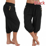 Naiste suvised puuvillased p&uuml;ksid &Uuml;hev&auml;rvilised vabaaja elastsed v&ouml;&ouml;kohaga lahtised haaremip&uuml;ksid XXXXXL must