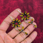 Tiger's Eye 925 t&auml;ish&otilde;bedast k&otilde;rvar&otilde;ngad, k&auml;sitsi valmistatud v&auml;&auml;riskividest k&otilde;rvar&otilde;ngad, kingitus emale antiikehted 3.03 Inches kollane