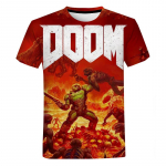 Doom Game 3D Prinditud l&uuml;hikeste varrukatega T-s&auml;rk meestele Suvine vabaaja T-s&auml;rk Moodne Harajuku t&auml;nava &uuml;markaelusega topid XXS