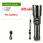 Suure v&otilde;imsusega LED-taskulamp 5000 luumenit laetav pikamaa taskulamp K&otilde;ige v&otilde;imsam latern Ultrav&otilde;imas taskulamp taskulamp A- no battery