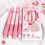 4 tk Kawaii Capybara Panda koera geelpliiats Cartoon must tindiga pliiatsi komplekt Sponge Pehme pliiatsi k&auml;epide Esteetilised kirjatarbed koolitarbed roosa