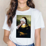 Mona Lisa Moe T-s&auml;rk Naiste Vintage T-s&auml;rk 90ndate naiste hip-hop Esteetiline XL valge