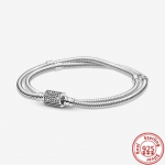 Klassikaline seeria 100% 925 h&otilde;bedast s&uuml;damega k&auml;ev&otilde;ru, mis sobib originaalsete helmestega, meisterdage kahekihiline armastusehe, kingitus 21cm