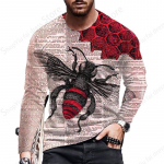 Animal Bee 3D Prindiga T-s&auml;rk Mehed Naiste Mood pikkade varrukatega T-s&auml;rgid Graafilised T-s&auml;rgid T&auml;navar&otilde;ivad Topid T-s&auml;rgid Hombre Camisetas Topid S