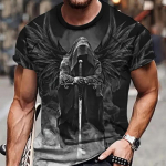 Uus suvine meeste moe T-s&auml;rk Personality Angel Knight tr&uuml;kitud meeste T-s&auml;rk top 8XL must