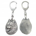 Spitz - Silver-plated key ring with dog, handbag decoration, backpack pendant by Art-Dog brand