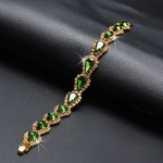Gelang Topaz Biru Mewah Korea 18K Emas untuk Wanita Hadiah Pernikahan Emas Perak Warna Logam Romawi Rantai Gelang Perhiasan Gelang 19cm