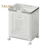 Kokkupandav ratastega pesukorv suure mahutavusega &otilde;&otilde;nes hingav rullitav pesukorv musta pesu korv L valge