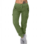 Naiste &uuml;hev&auml;rvilised vabaaja p&uuml;ksid k&otilde;rge v&ouml;&ouml;kohaga pingutusn&ouml;&ouml;riga dressip&uuml;ksid taskutega L must