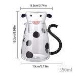 1/2 tk 550 ml borosilikaatklaasist lehma k&uuml;lma veekeetja komplekt, l&auml;bipaistev veekarahvin koos tassiga Cartoon kohviteekann piimamahlakann 1PCS