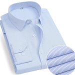 Meeste klassikaline pikkade varrukatega veniv bambuskiust kleit-s&auml;rk taskuteta, standardse sobivusega t&ouml;&ouml;koha kontoris kergesti hooldatavad s&auml;rgid 44