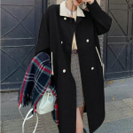 Kvaliteetne v&auml;ike villane mantel naistele talvel Korea stiilis lahtine keskmise pikkusega p&otilde;lvini villane mantel S