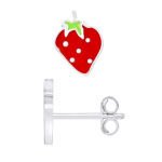 LEA &; ARTHUR &ndash; suurte maasikamustritega laste k&otilde;rvar&otilde;ngad 925 h&otilde;bedast, roodiumiga kaetud ja; PUNANE-ROHELINE email - Laste ehted