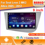 Autoraadio Seat Leon 2 MK2 Altea 2005 - 2012 jaoks Carplay Navigatsioon GPS Android Auto Multimeediam&auml;ngija Stereo Peak WiFi 2din 4 core 1GB+32GB carplay