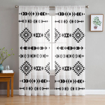 Retro must-valged lillelised l&auml;bipaistvad kardinad elutuppa, kaasaegsed t&uuml;llkardinad magamistuppa, aknakatted W135 x H114cm white