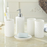 Keraamiline vannitoa viieosaline komplekt WhiteWash Set Tualett-tarbed Vannitoatarbed Suutops Hambaharja hoidik Lotion Pudel Seebialus