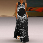 Naistemood suvised kevadised lillemustriga varrukateta V-kaelusega vabad kleidid S