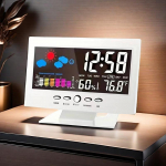 Multifunktsionaalne ilmajaama kell termomeeter H&uuml;gromeeter Kalender Digitaalne LCD-ekraani temperatuuri ja niiskuse m&otilde;&otilde;tur