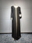 L&auml;his-Ida moslemitest naiste tikitud kleit moslemitest Dubai Abaya r&uuml;&uuml; M must