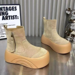 Leopardist pahkluu platvormiga lumekingad Naiste korterid Suede Puuvillased kingad Talv 2025 Trendikas Soojad Gooti Vabaaja kingad Libisemiskindlad Botas Mujer 35 beež