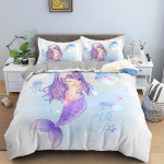 Roosade juustega merineitsi tekikott Veealune elu tekikott Ookeani teema Mereline elu Voodipesu 3 tk Laste t&uuml;drukute toa sisustuseks 70x133cm 2pcs