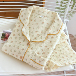 Naiste pidžaama 2-osaline komplekt 100% puuvillane marli pikkade varrukatega p&uuml;ksid Lilleline pidžaama koduriietus Daamide pidžaama Naiste &ouml;&ouml;riided M