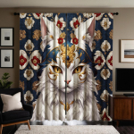 2 tk HD Euro-Ameerika stiilis tikandiga Elvis dekoratiivkardin Sinise lipsuga digitaaltr&uuml;kiga kardin Kodukaunistuse stiil decora W52H63inchW132H160c