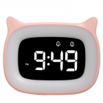 Laste &auml;ratuskell LED multika kassi k&otilde;rv digitaalkell &otilde;pilase voodi k&otilde;rvale &ouml;&ouml;lambiga ja 18 helinaga roosa