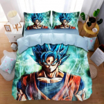 Anime Dragon-Ball Voodipesukomplekt, Goku tekikott, Tekk, Voodikate, Super Saiyani Voodipesukomplekt T&auml;iskasvanutele, Lastele 200x200cm 3pcs