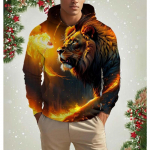 Mood Meeste Kapuutsiga Loom L&otilde;vi 3D Prindiga Kapuutsiga Dressipluusid Harajuku Vabaaja Sweatshirtid &Uuml;lem&otilde;&otilde;duline Kapuutsiga Pulloverid Spordidress R&otilde;ivad XL