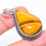 Tiger Eye Handmade 925 Sterling Silver Jewelry Pendant 1.93 i3u47