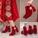 Punased pulmakingad Naiste saapad Stiilse terava ninaga k&otilde;rge kontsaga poolsaapad Naiste elegantsed kleidid banketi kingad 7cm 40 punane