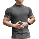 Meeste fitnessi T-s&auml;rgid Slim Fit kilpkonnakaelusega l&uuml;hikeste varrukatega aluss&auml;rk J&otilde;usaali Fitness Tee Casual Base Layer Lihastop Treening Reisib&uuml;roo M tumehall v&auml;rv