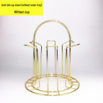 Gold Iron Kitchen Cup and Wine Glass Rack with Drainage