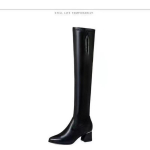 Naiste Jalan&otilde;ud Mood Talvised Naiste Saapad &Uuml;le P&otilde;lve &Uuml;hev&auml;rvilised Teravaotsalised K&otilde;rged Kontsad Litritega Zapatillas De Mujer 35 must