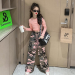 Hip Hop T&uuml;drukud K-pop L&uuml;hike Top T&auml;navatants Camouflage Jooksup&uuml;ksid+top Komplekt 120 roosa
