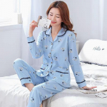 Naiste 100% puuvillased pikkade varrukatega pidžaamad keskealistele ja eakatele - Vaba kardigan s&uuml;giseks/talveks M