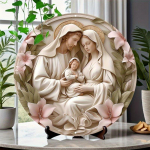 Jeesuse P&uuml;ha perekond &Uuml;mmargune puidust silt, sobib ideaalselt koju, p&uuml;hadekaunistused, Jeesuse s&uuml;nnitahvel, ideaalne kingitus s&otilde;pradele 20x20cm 7.87x7.87in