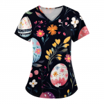 Naiste moodsad V-kaelusega l&uuml;hikeste varrukatega kombinesoonid taskutega lihav&otilde;ttep&uuml;hade tr&uuml;kitud topid riided L must