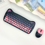 Kass 2,4 GHz juhtmevaba klaviatuuri ja hiire komplekt: Armas roosa punk-teemaline komplekt s&uuml;learvutile, PC-le ja kodukontorisse