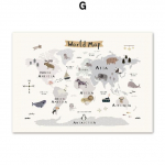 P&auml;ikeses&uuml;steemi kujundid Kaart Loomade t&auml;hestiku numbrid P&otilde;hjamaade plakatid ja tr&uuml;kised Kunst l&otilde;uend Maalimine Seinapildid Lastele Toa sisekujundus Ilma raamita 21*30cm