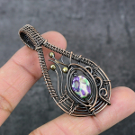 Mosaic Jasper Handmade Copper Wire Wrap Jewelry Pendant 2.44 b3s78
