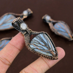 Owyhee Opal, Moonstone Handmade Copper Wire Wrap Pendant 2.95 l1u89