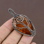 Natural Tree Of Life Citrine Gemstone Copper Wire Wrap Pendant 2.40 w0f81