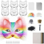 Yousheng Therian Masque Kit with Faux Fur Eye Mesh Beard And Felt Sheet DIY to Paint Furry Animal Masque for Halloween Carnival Cosplay Party A