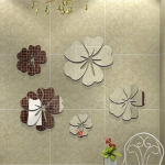 Moodne 5 tk lilleline 3D kunst peegel seinakleebis Kodukontor DIY Decor MIT One Size